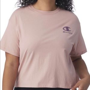 3X pink Champion cropped shirt
